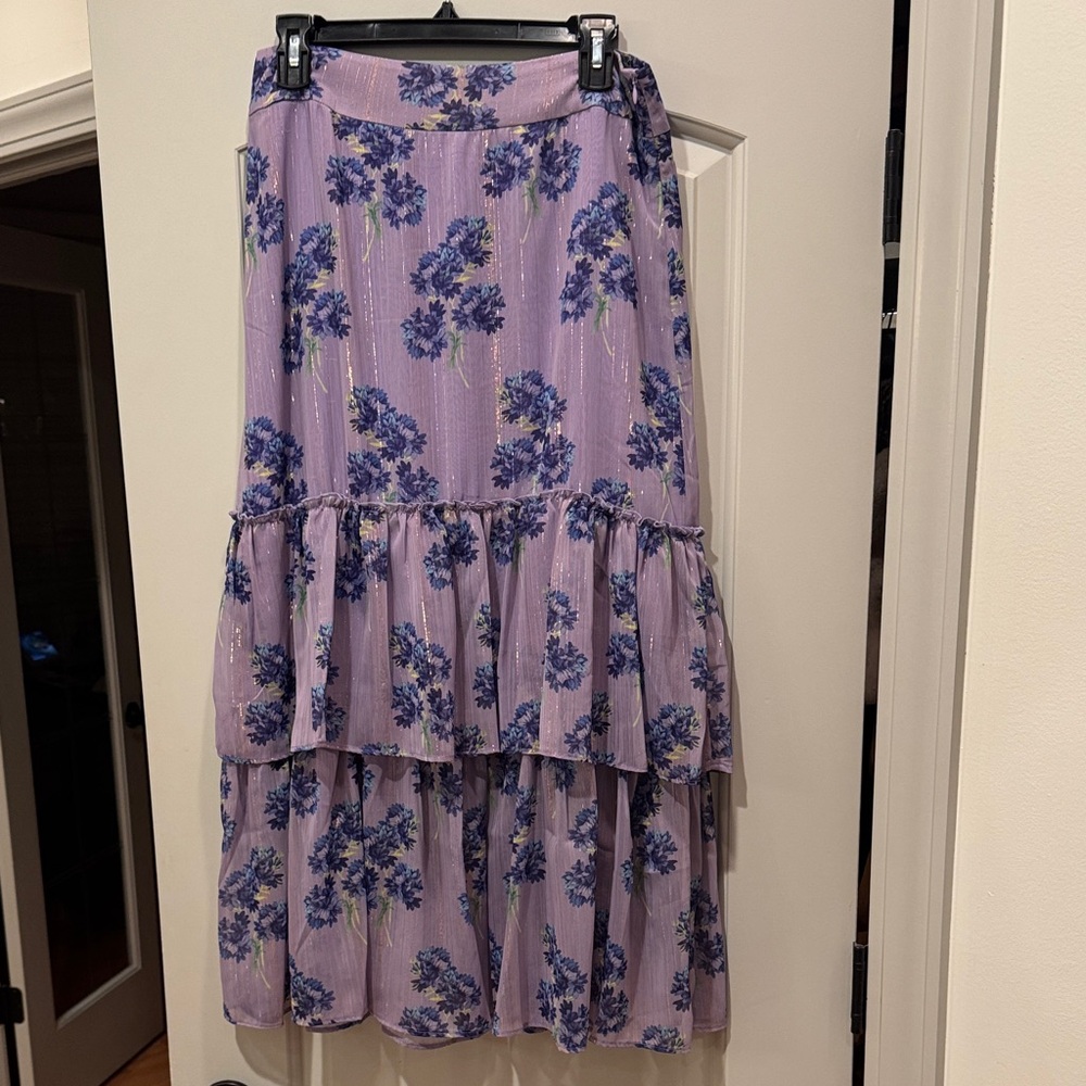 Elegant Purple Floral High-Low Skirt